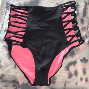 Pink High Waisted Bikini Bottom